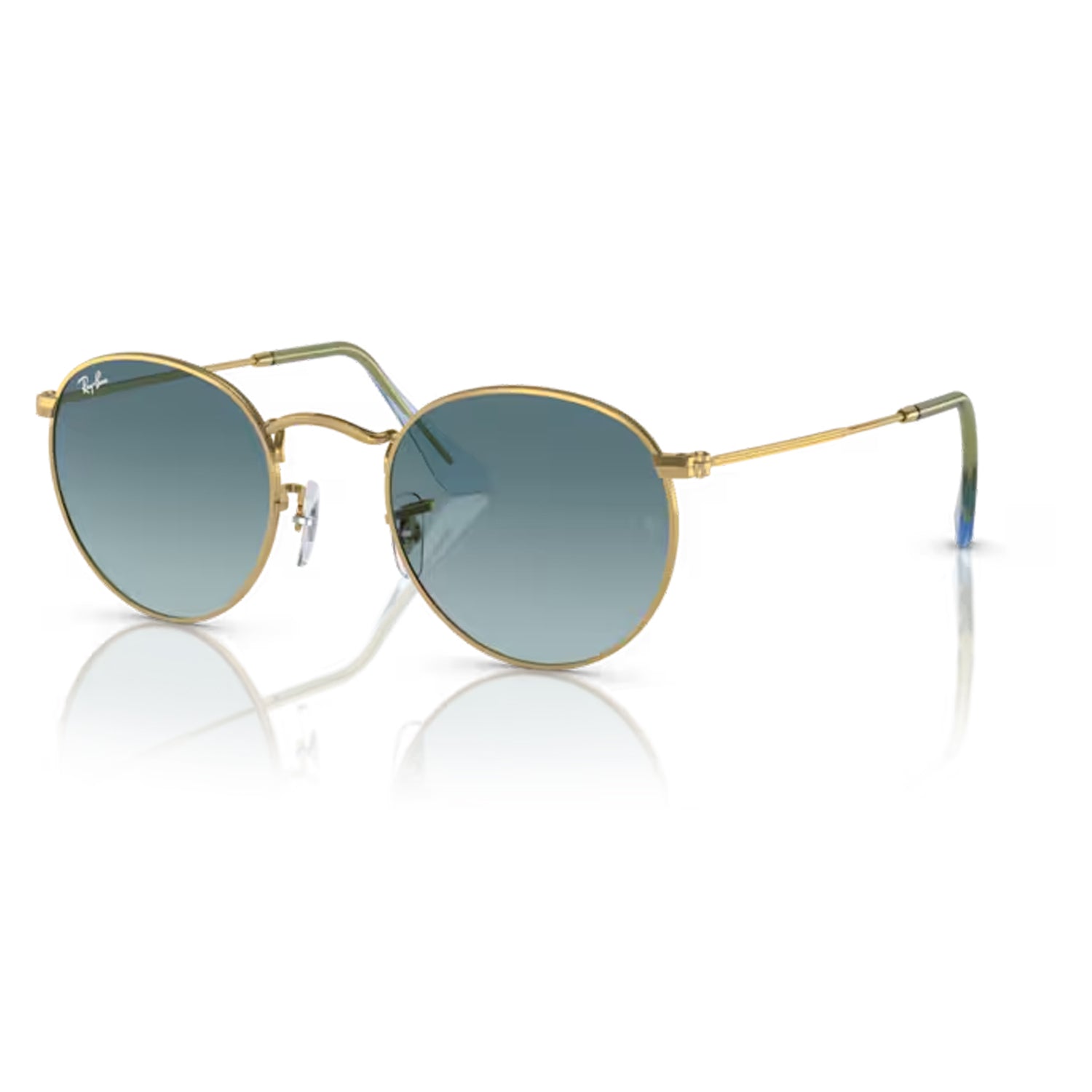 Round Metal Flat Lenses Gold / Blue Gradient Grey