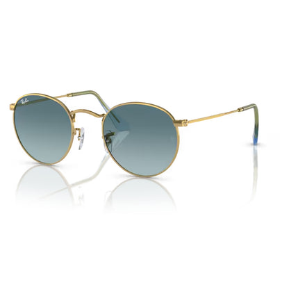 Round Metal Flat Lenses Gold / Blue Gradient Grey