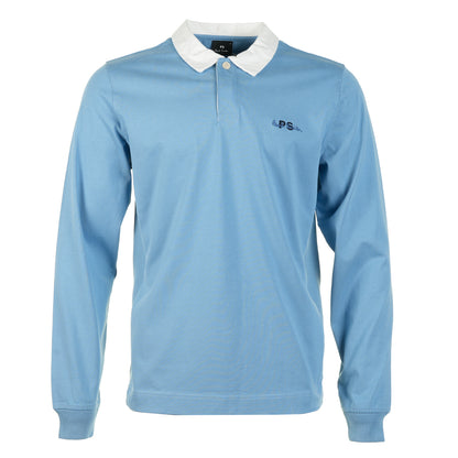 Rugby Long Sleeve Emblem Polo Light Blue