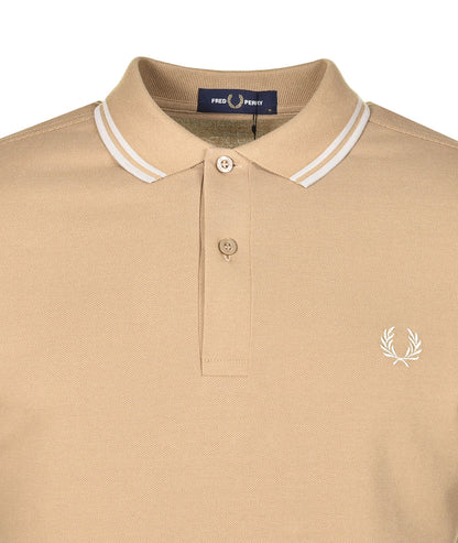 Short Sleeve Twin Tipped Polo Shirt Warmstone/ Oatmeal