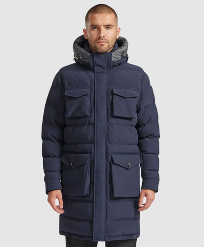 Branksome Long Puffer Jacket Navy