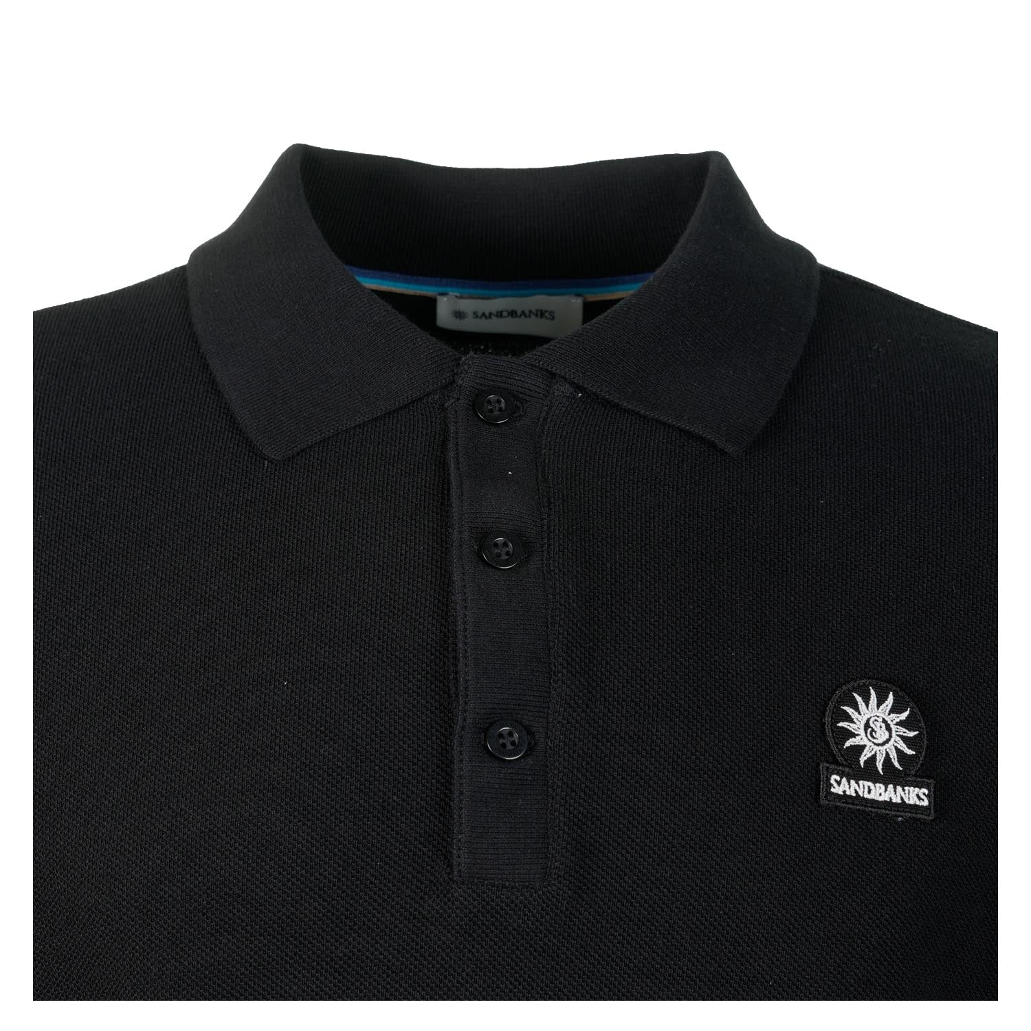 Short Sleeve Stripe Hem Polo Shirt Black