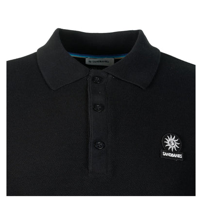 Short Sleeve Stripe Hem Polo Shirt Black