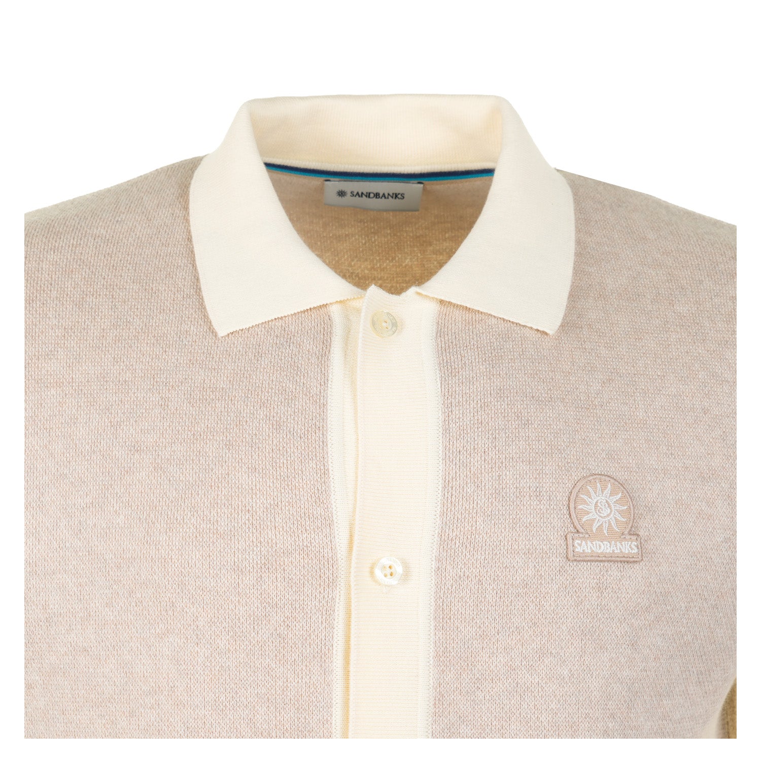 Short Sleeve Knitted Full Button Polo Shirt Oat