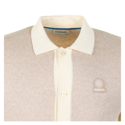 Short Sleeve Knitted Full Button Polo Shirt Oat