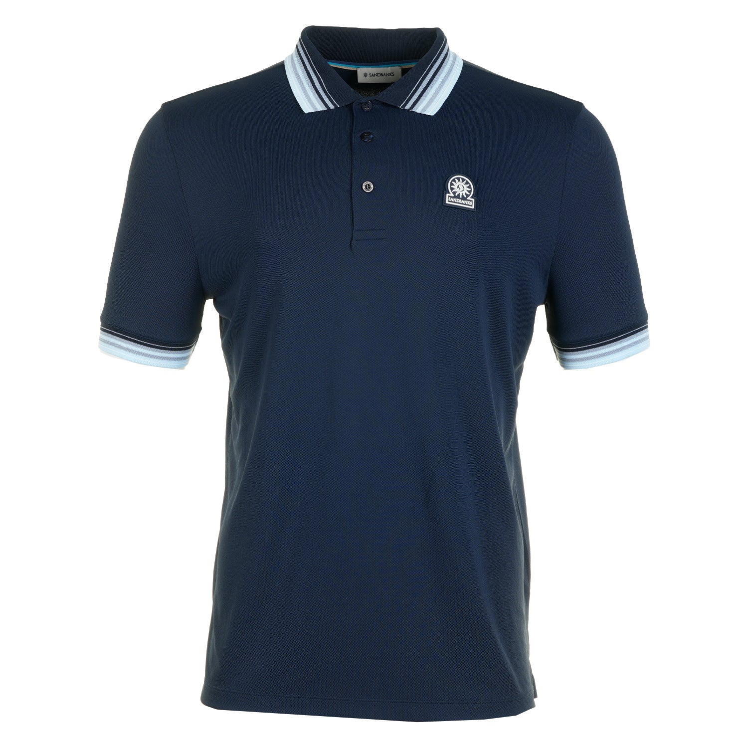 Sandbanks Short Sleeve Gradient Rib Polo Navy
