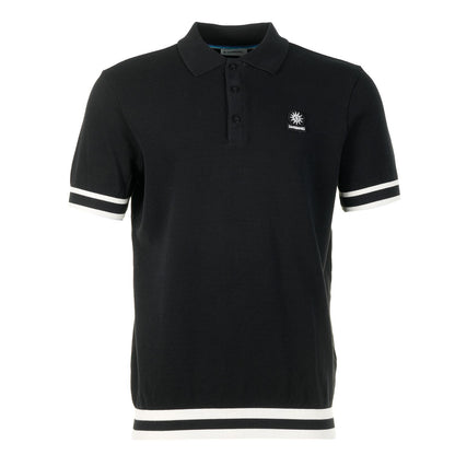 Short Sleeve Stripe Hem Polo Shirt Black