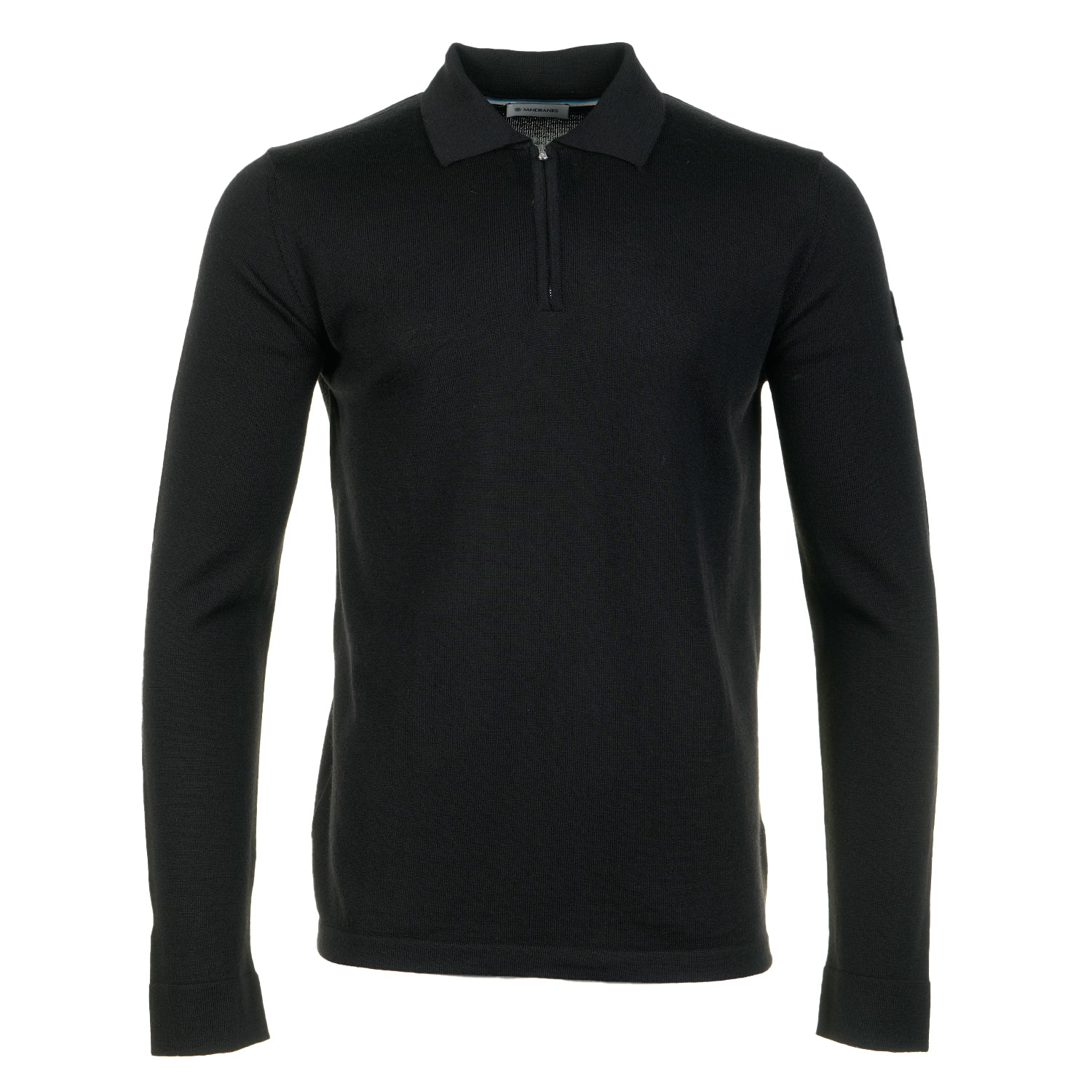 Sandbanks Merino Wool Zip Polo Black