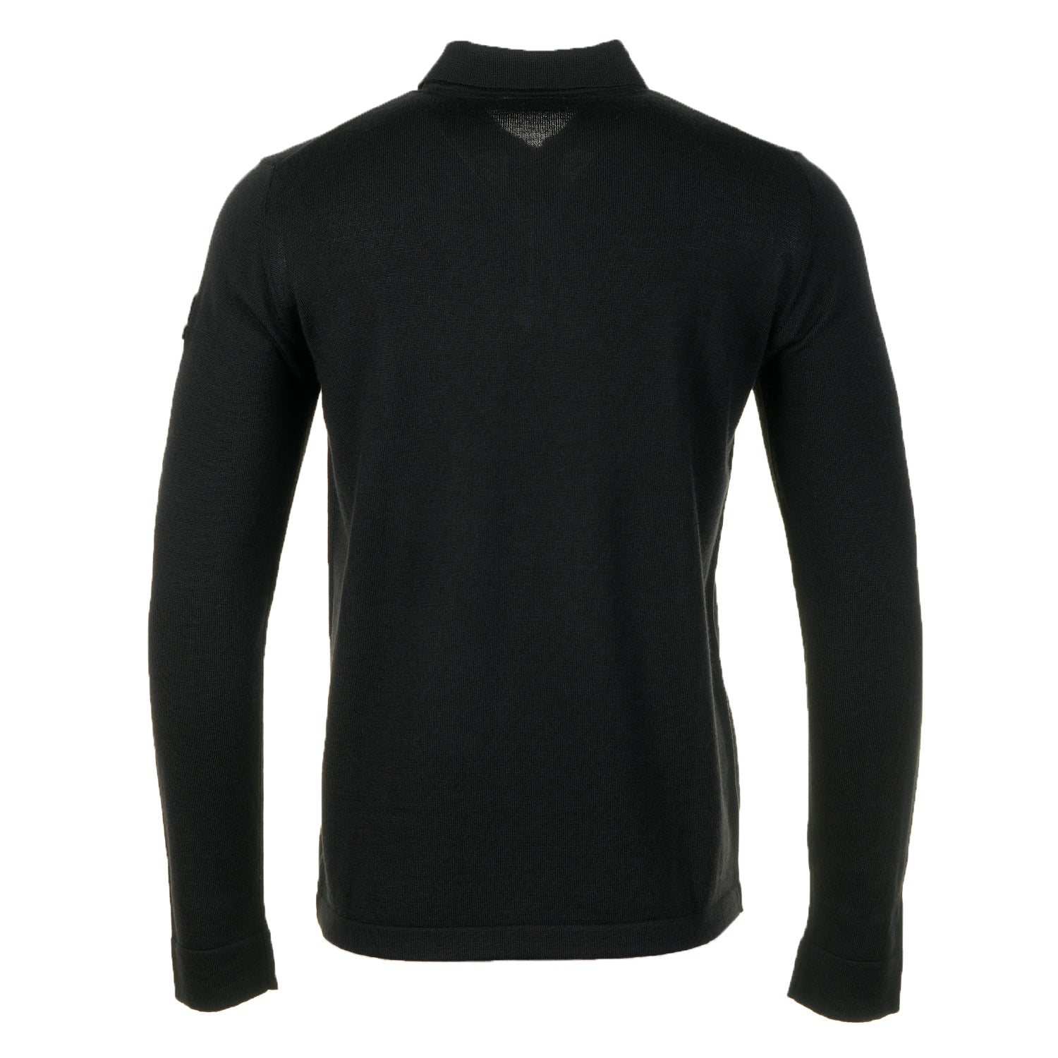 Merino Wool Zip Polo Black