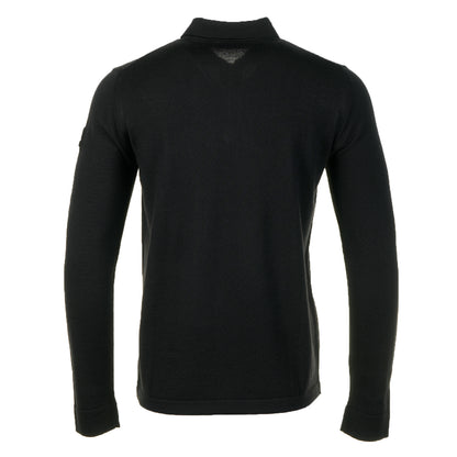 Merino Wool Zip Polo Black