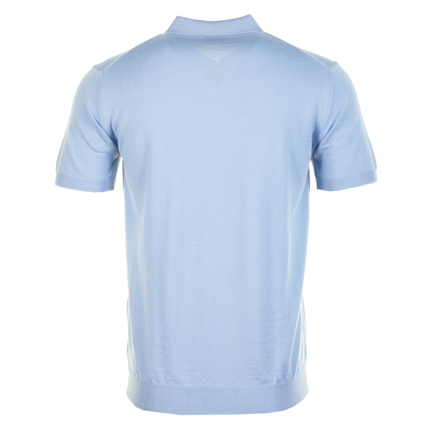 SS Colour Stripe Knitted Zip Polo Shirt Dusty Blue