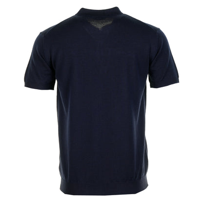 SS Colour Stripe Knitted Zip Polo Shirt Navy