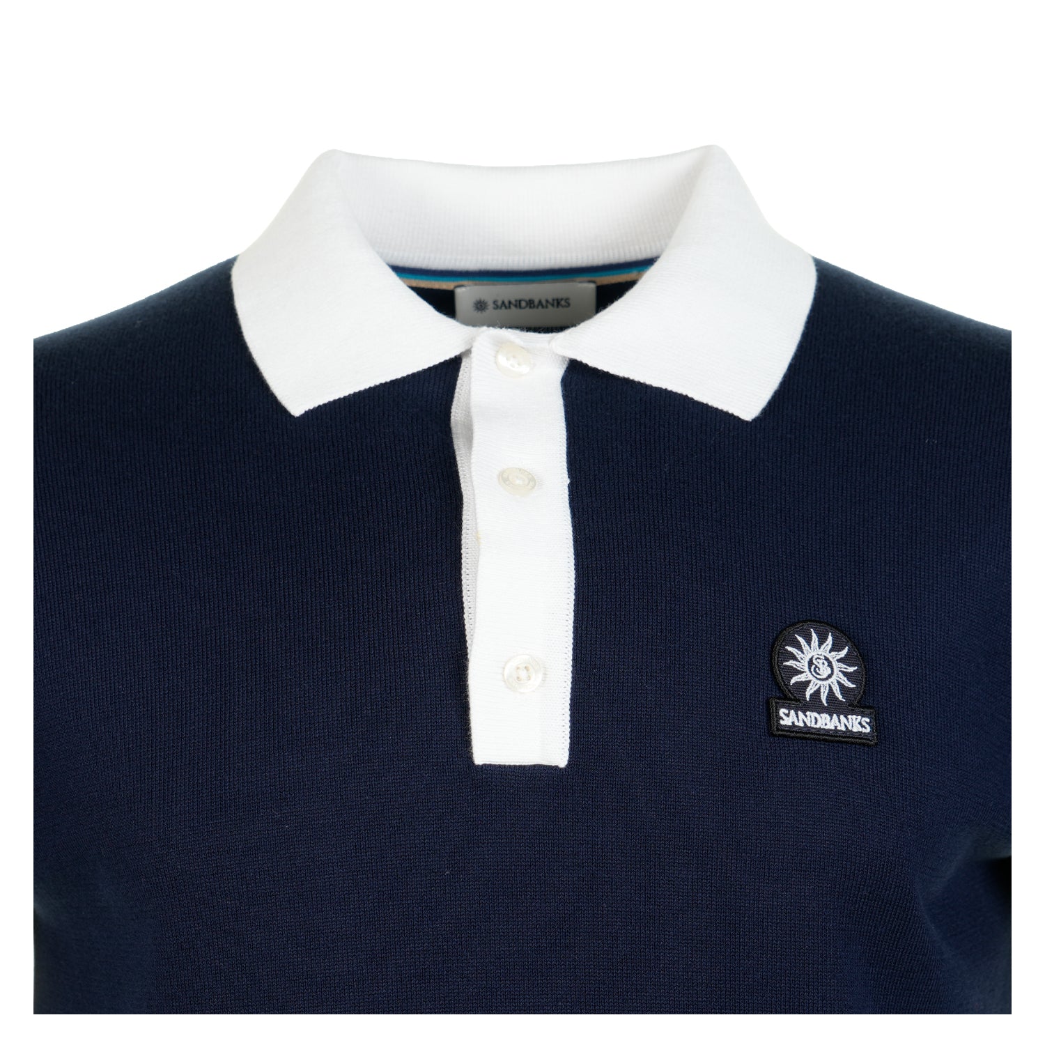 Short Sleeve Knitted 3 Button Polo Shirt Navy