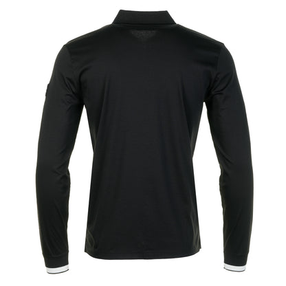 Long Sleeve Silicone Zip Polo Shirt Black