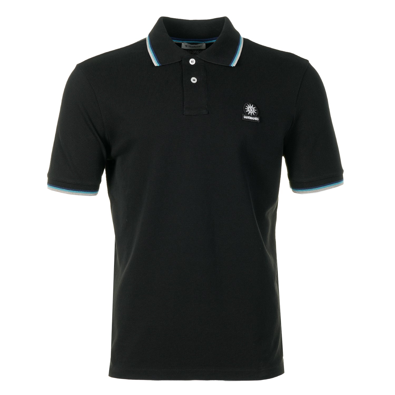 Short Sleeve Tipped Badge Logo Polo Shirt Black