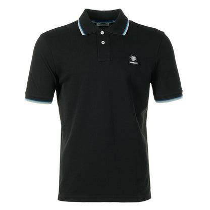 Short Sleeve Tipped Badge Logo Polo Shirt Black