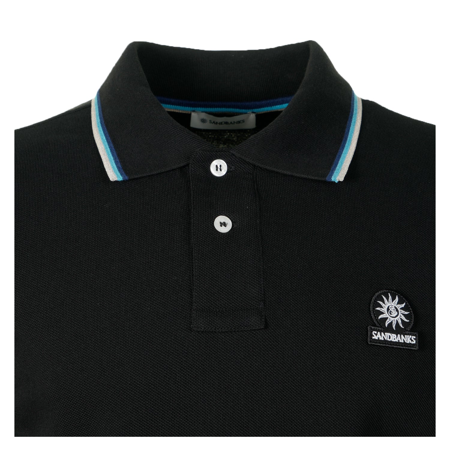 Short Sleeve Tipped Badge Logo Polo Shirt Black