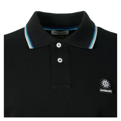 Short Sleeve Tipped Badge Logo Polo Shirt Black