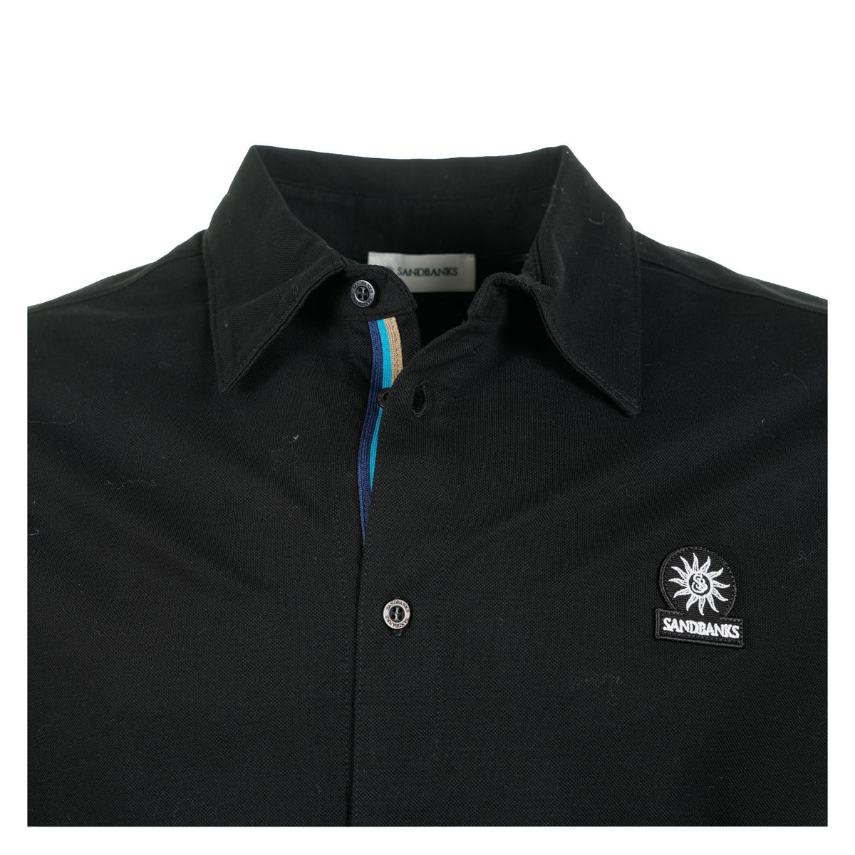 Long Sleeve Contrast Trim Polo Shirt Black
