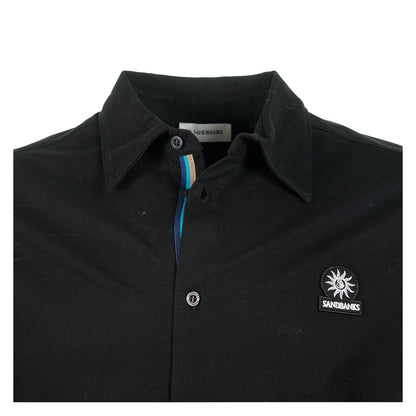 Long Sleeve Contrast Trim Polo Shirt Black