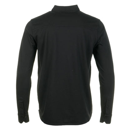 Long Sleeve Contrast Trim Polo Shirt Black