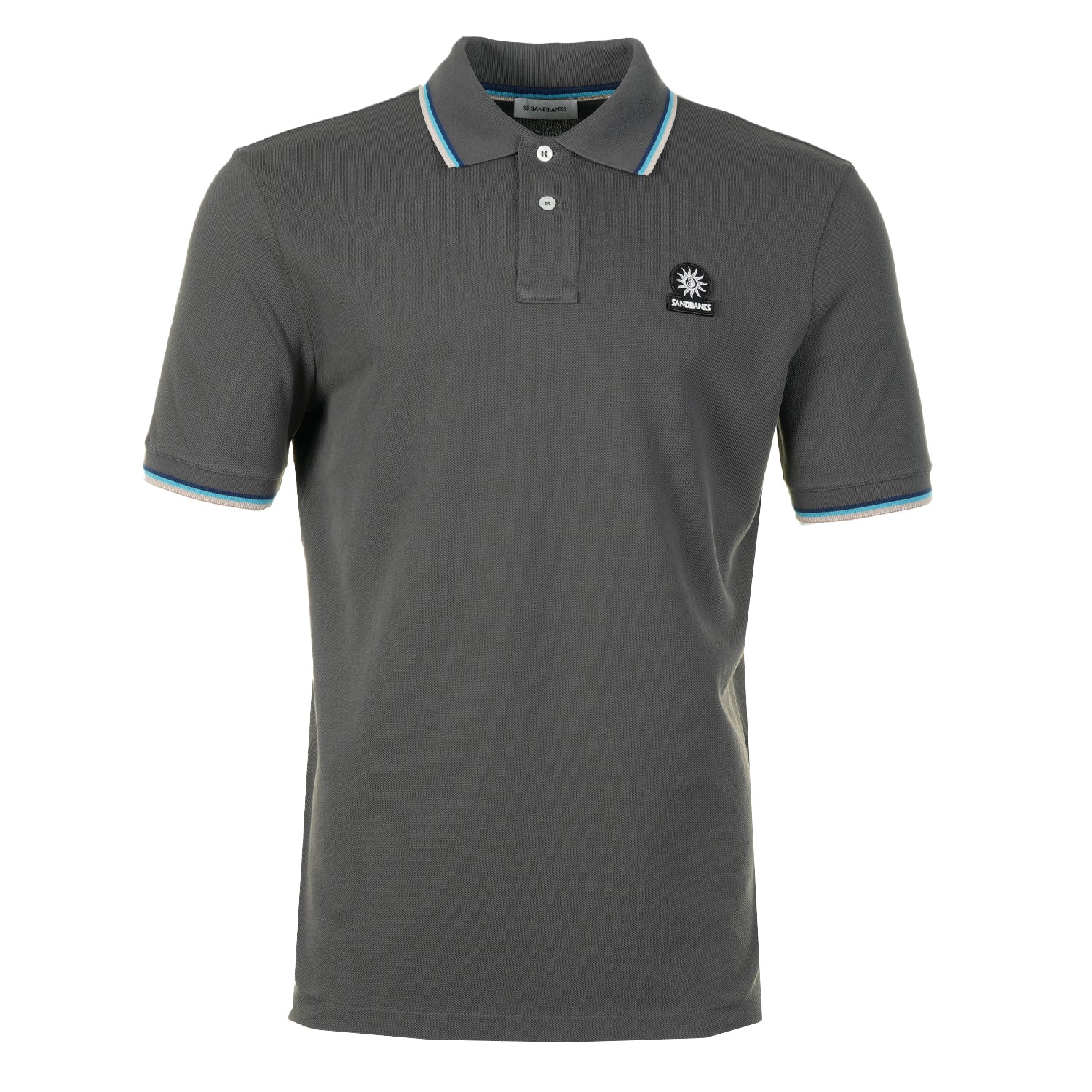 Short Sleeve Tipped Badge Logo Polo Shirt Anthracite