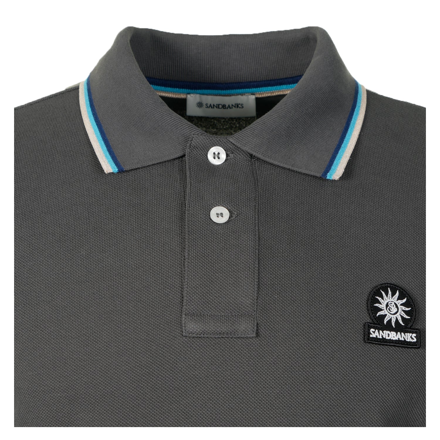 Short Sleeve Tipped Badge Logo Polo Shirt Anthracite