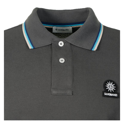 Short Sleeve Tipped Badge Logo Polo Shirt Anthracite