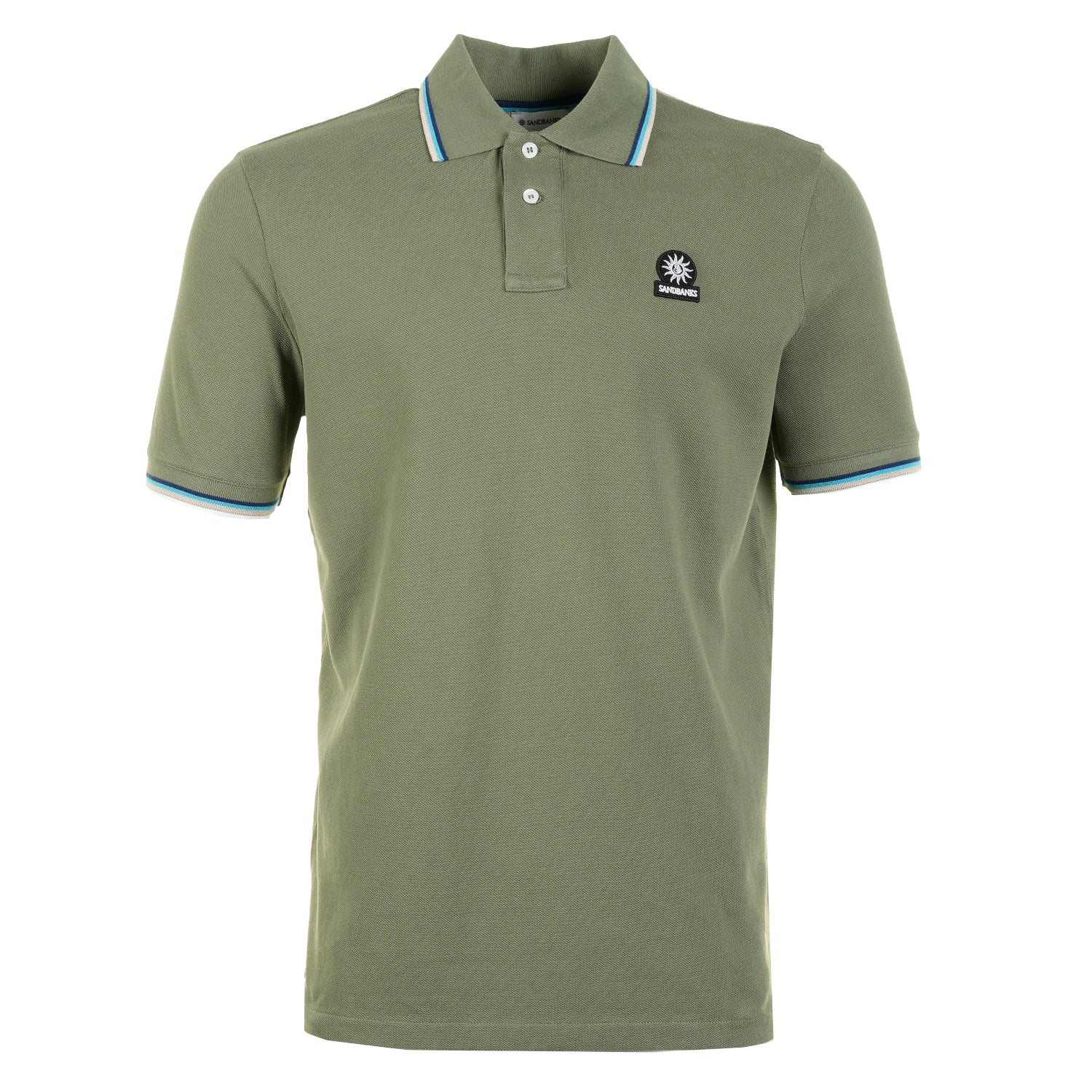 Short Sleeve Tipped Badge Logo Polo Shirt Olive