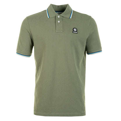 Short Sleeve Tipped Badge Logo Polo Shirt Olive