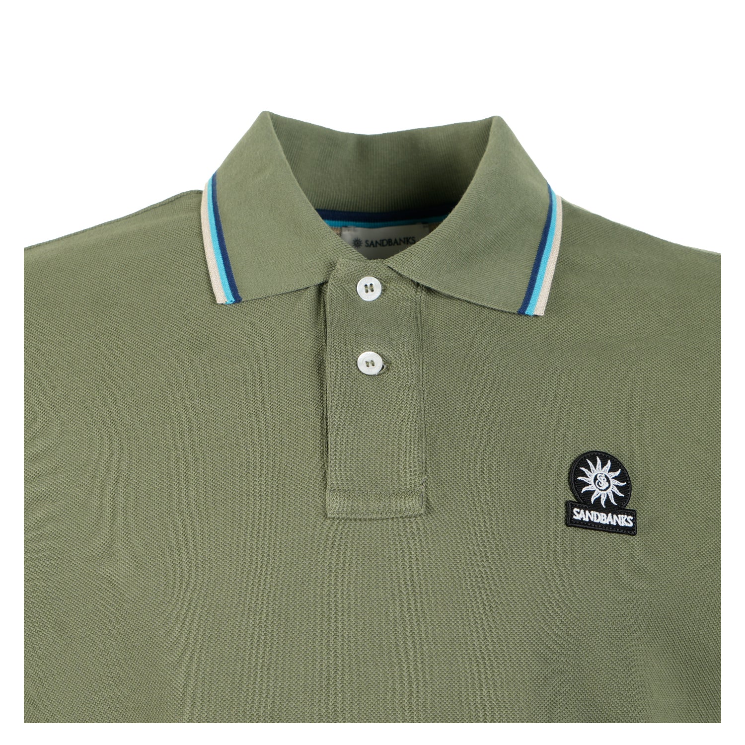 Short Sleeve Tipped Badge Logo Polo Shirt Olive
