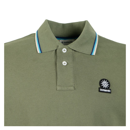 Short Sleeve Tipped Badge Logo Polo Shirt Olive