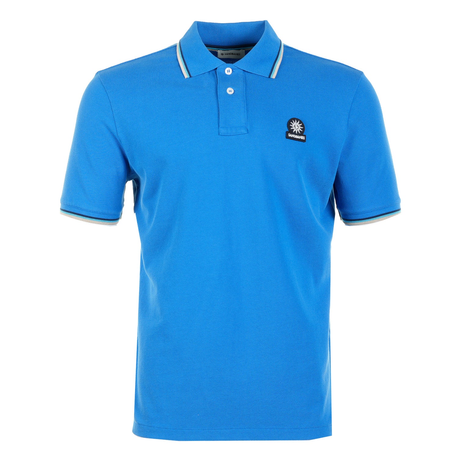 Short Sleeve Tipped Badge Logo Polo Shirt Nautical Blue