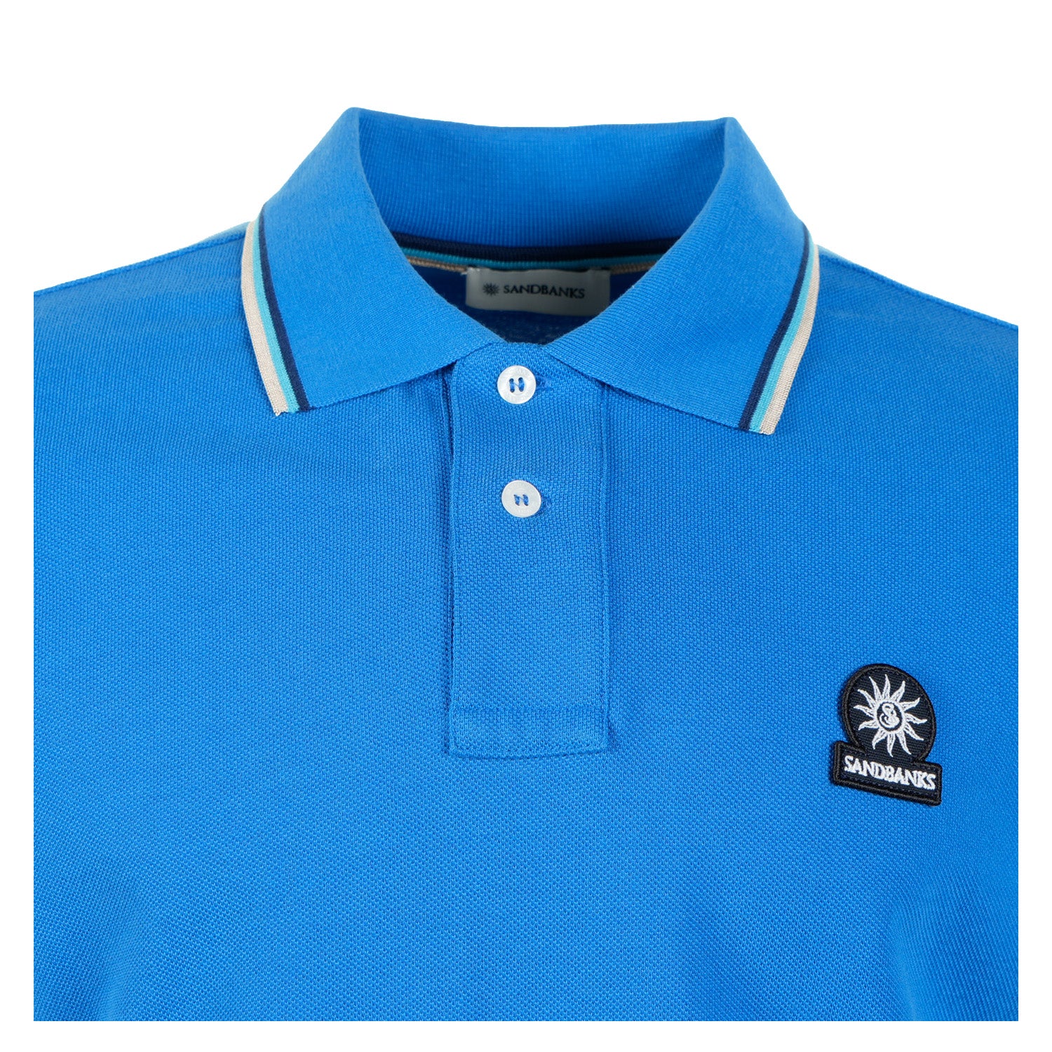 Short Sleeve Tipped Badge Logo Polo Shirt Nautical Blue
