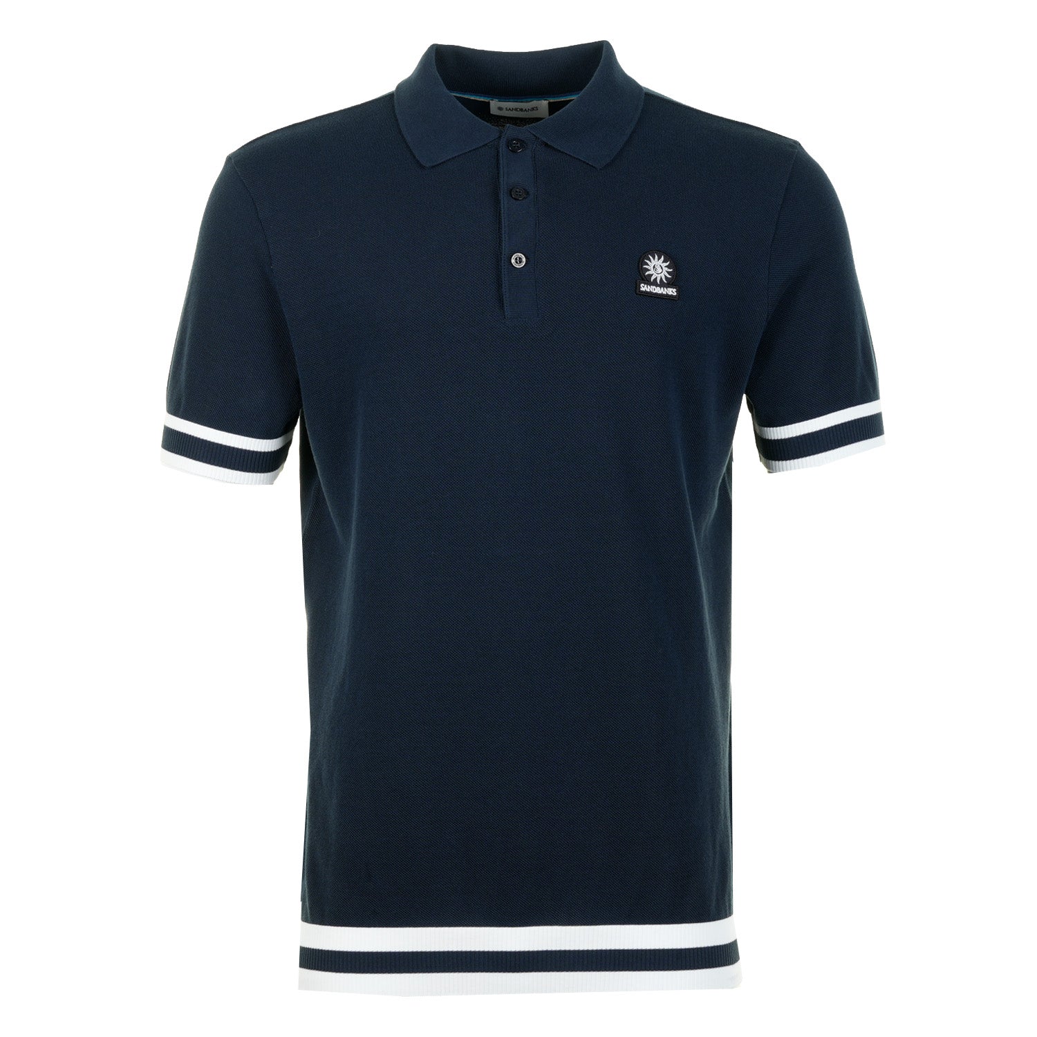 Short Sleeve Stripe Hem Polo Shirt Navy