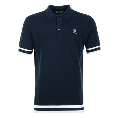 Short Sleeve Stripe Hem Polo Shirt Navy