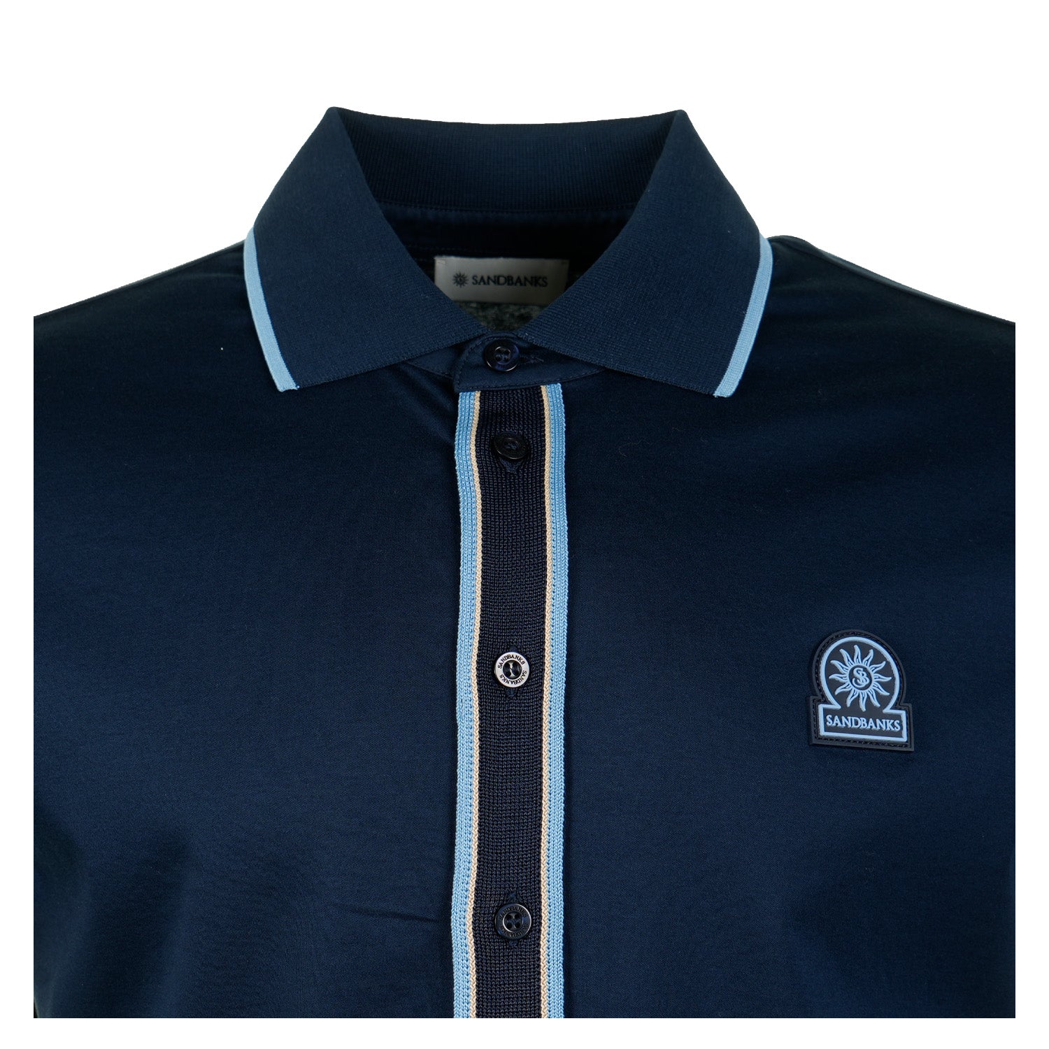 Short Sleeve Contrast Placket Polo Navy
