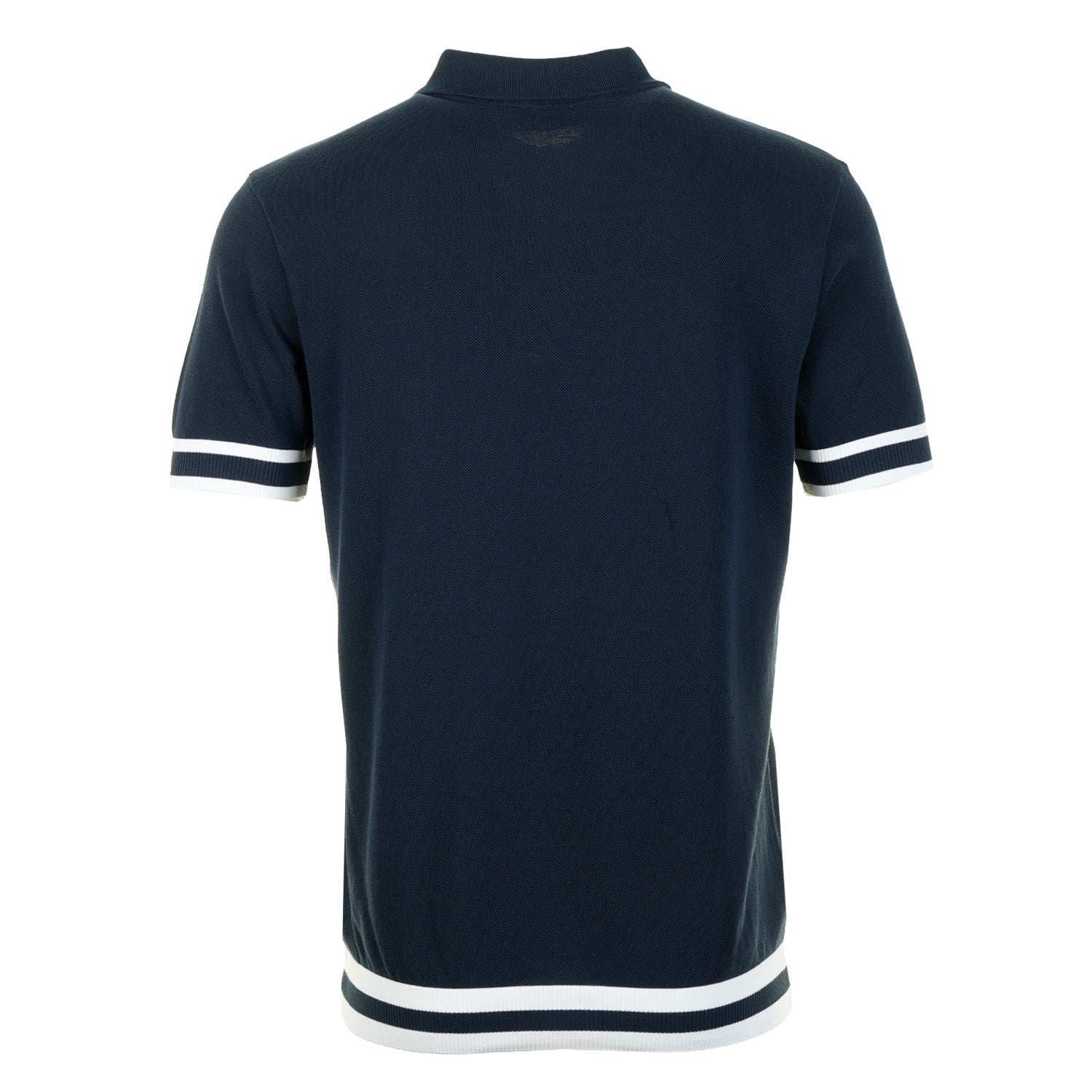 Short Sleeve Stripe Hem Polo Shirt Navy