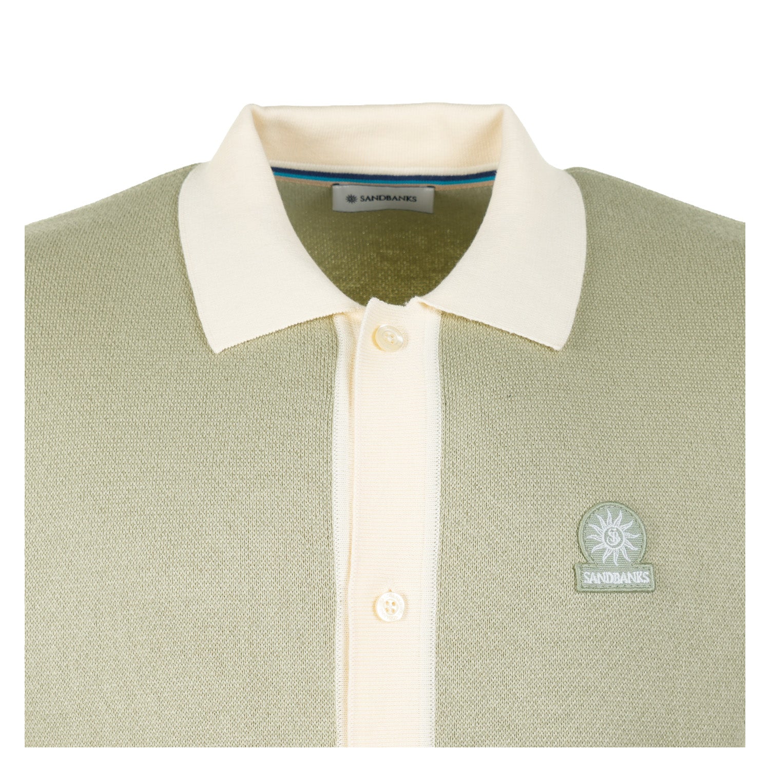 Short Sleeve Knitted Full Button Polo Shirt Sage
