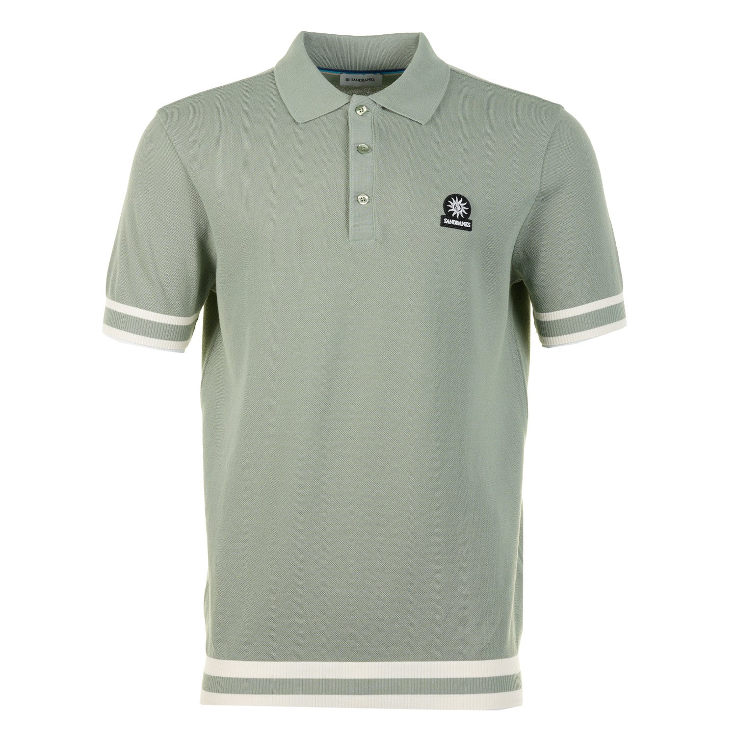 Short Sleeve Stripe Hem Polo Shirt Sage
