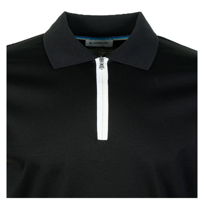 Long Sleeve Silicone Zip Polo Shirt Black