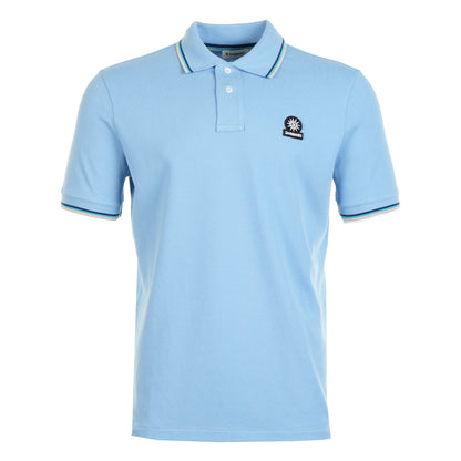 Short Sleeve Tipped Badge Logo Polo Shirt Dusty Blue