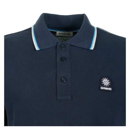 Long Sleeve Contrast Trim Polo Shirt Navy