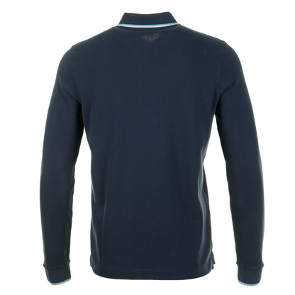 Long Sleeve Contrast Trim Polo Shirt Navy