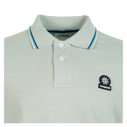 Short Sleeve Tipped Badge Logo Polo Shirt Sage