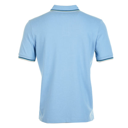 Short Sleeve Tipped Badge Logo Polo Shirt Dusty Blue