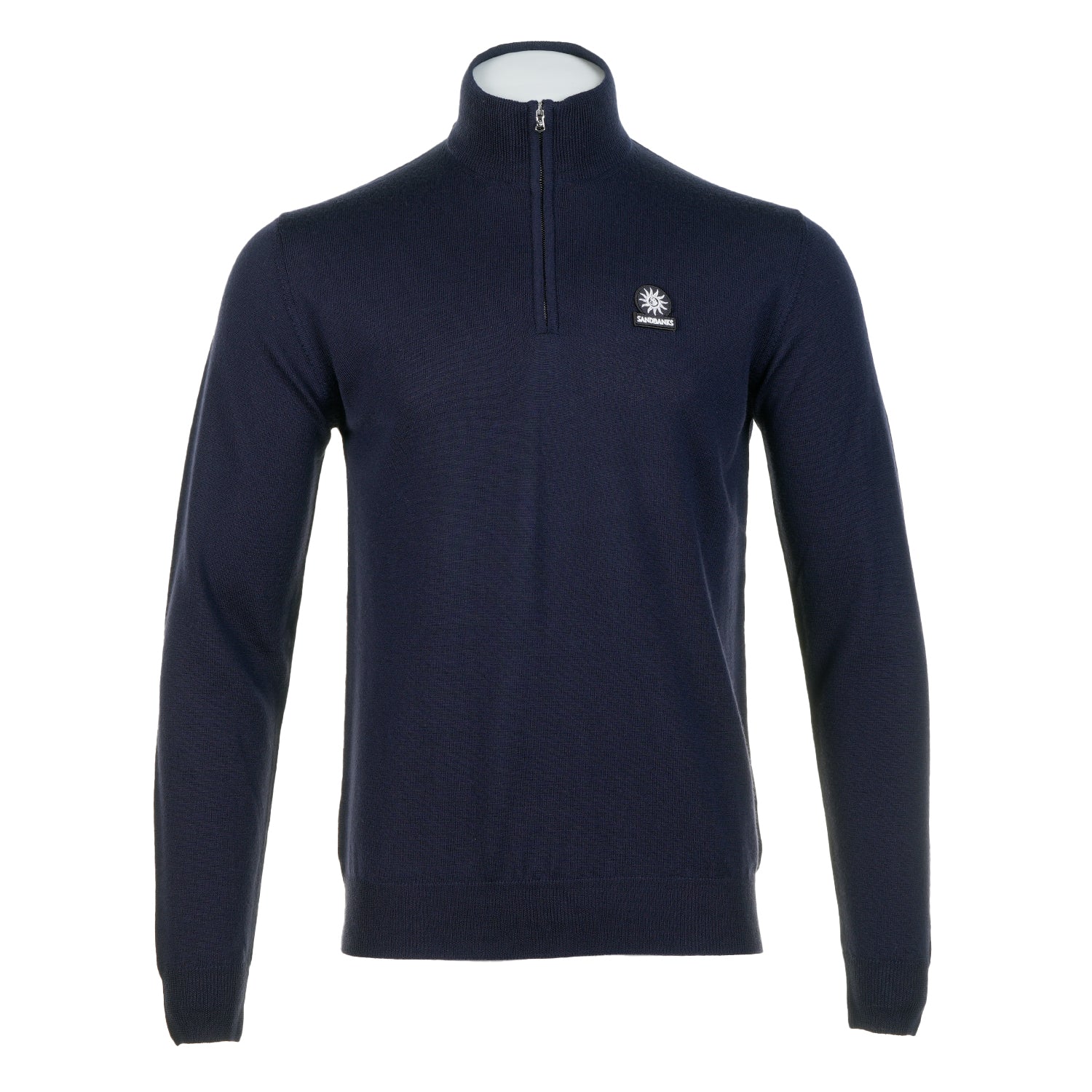 Merino Wool Quarter Zip Jumper Navy