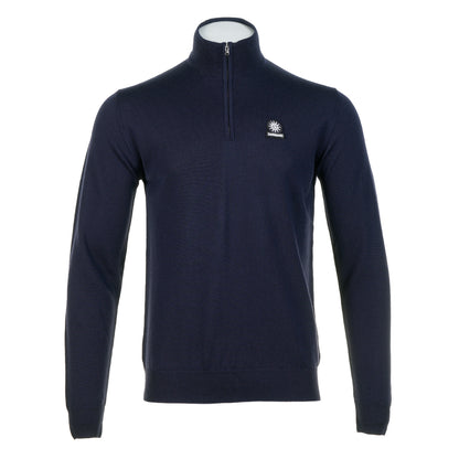 Merino Wool Quarter Zip Jumper Navy
