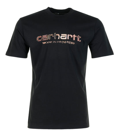 Short Sleeve Solar Chrome Script T Shirt Black