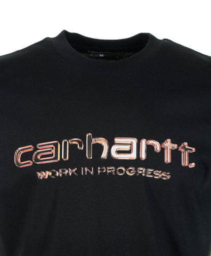 Short Sleeve Solar Chrome Script T Shirt Black